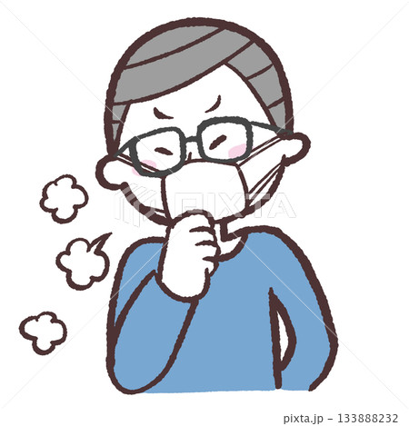 咳をするマスクのシニア男性のイラスト 133888232