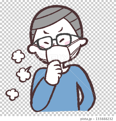咳をするマスクのシニア男性のイラスト 133888232
