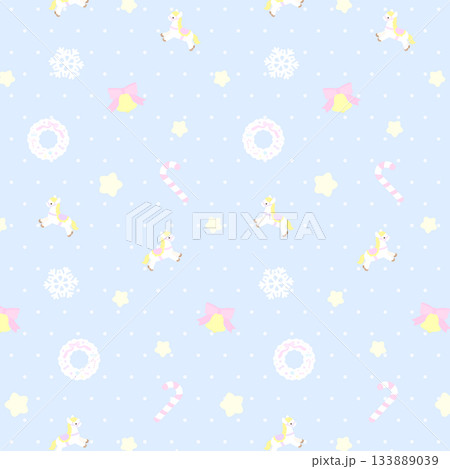 クリスマスのかわいいモチーフパターン 青 クリスマスのかわいいモチーフパターン 青 133889039