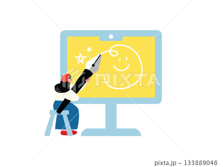 デジタルイラストを制作するイラストレーター 133889048