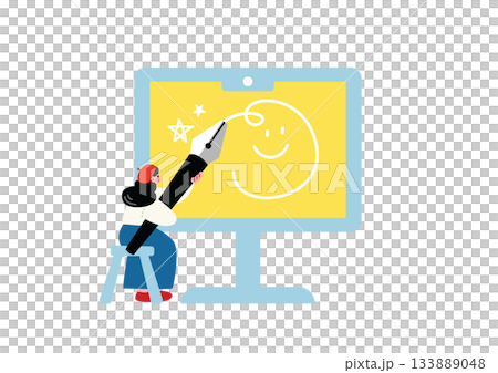 デジタルイラストを制作するイラストレーター 133889048