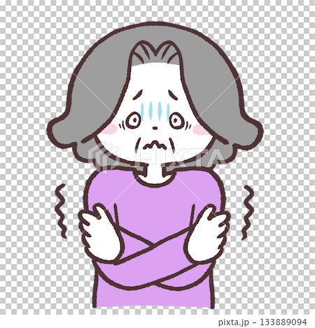 一位感到不安的老婦人的插圖 133889094