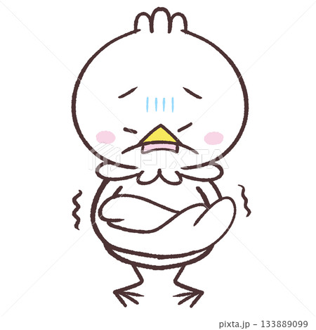 震える白い鳥のイラスト 震える白い鳥のイラスト 133889099