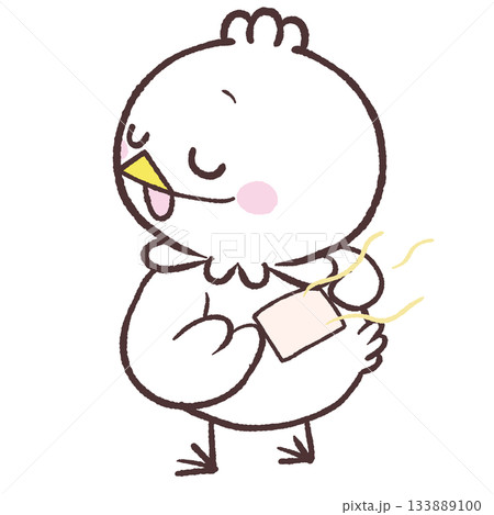 背中に湿布を貼る白い鳥のイラスト 133889100