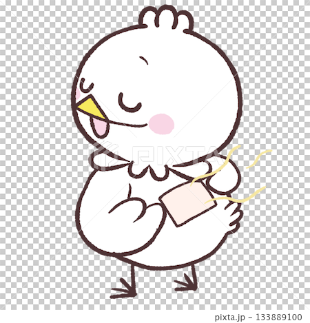 背中に湿布を貼る白い鳥のイラスト 133889100