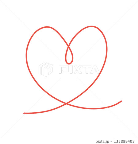 落書きのようなラフな手描きのハートイラスト 赤 133889405