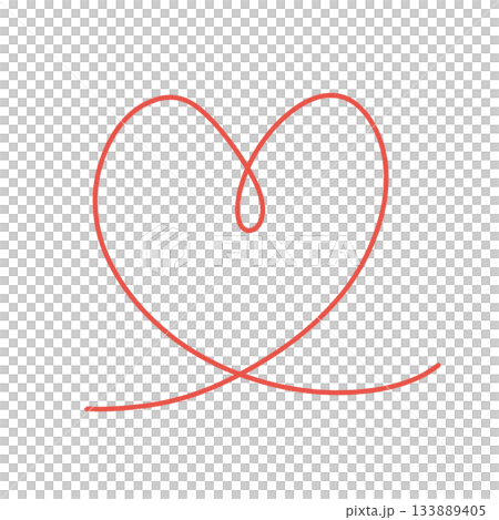 落書きのようなラフな手描きのハートイラスト 赤 133889405