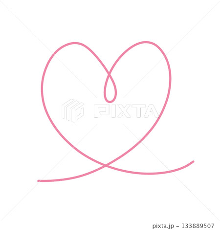 落書きのようなラフな手描きのハートイラスト ピンク 133889507