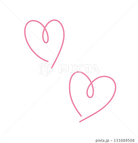 落書きのようなラフな手描きのハートイラスト ピンク 133889508