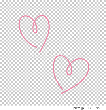 落書きのようなラフな手描きのハートイラスト ピンク 133889508