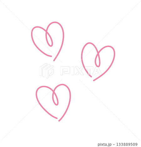 落書きのようなラフな手描きのハートイラスト ピンク 133889509