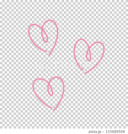 落書きのようなラフな手描きのハートイラスト ピンク 133889509