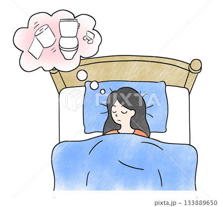 トイレの夢を見る女性のイラスト 夢占い トイレの夢を見る女性のイラスト 夢占い 133889650