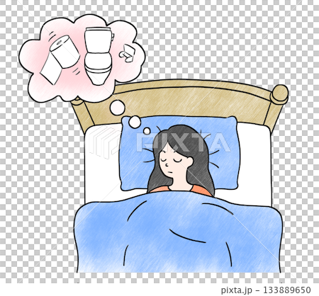 トイレの夢を見る女性のイラスト 夢占い トイレの夢を見る女性のイラスト 夢占い 133889650
