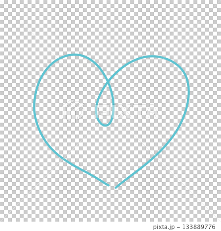 落書きのようなラフな手描きのハートイラスト 水色 133889776