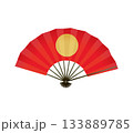 赤い日の丸の扇 133889785