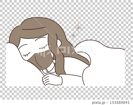 マスクをして眠る女性 133889841