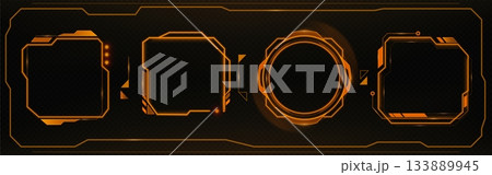 Digital game interface set with tech HUD elements 133889945