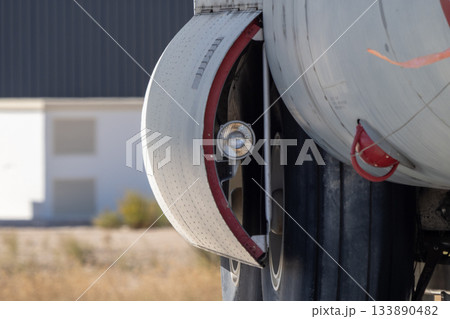 Propeller hub detail of preserved turboprop aircraft 133890482