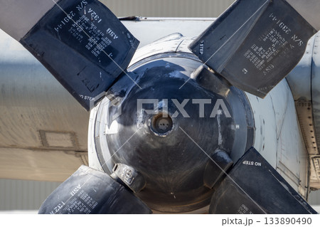 Engine intake of old preserved turboprop transport aircraft 133890490