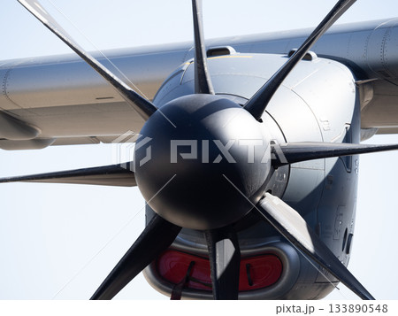 Aircraft propeller hub and nacelle close-up 133890548