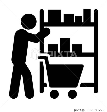 Shopping icon pictogram customer browsing at shop glyph vector illustration 133891222