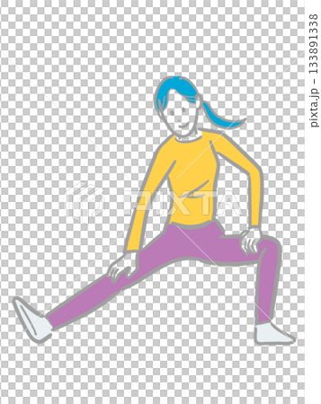 一個女人伸展的插圖 133891338