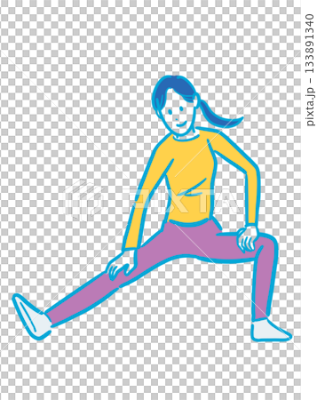 ストレッチする女性のイラスト 133891340