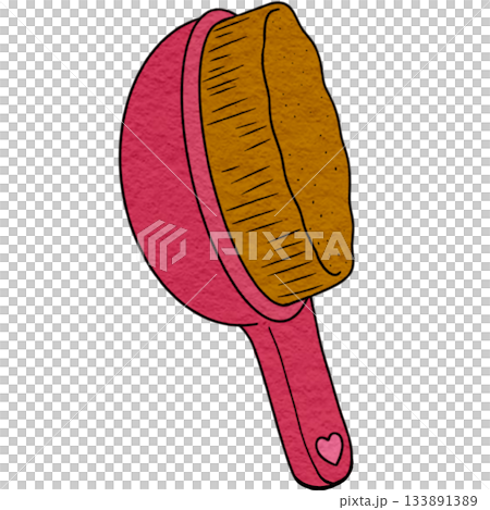 Pink hairbrush with pink hair strand 133891389