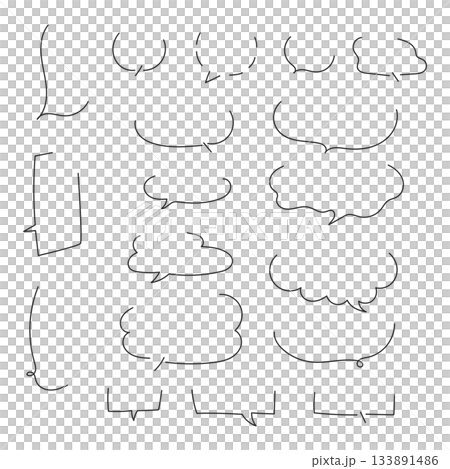 Simple and relaxed speech bubble set [Line only] 133891486