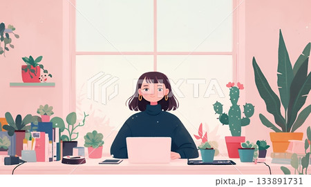 テレワーク／リモートワーク（場所に縛られない働き方）（POPな表現）