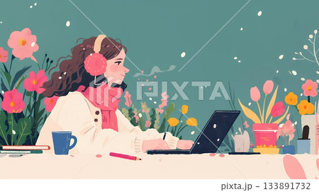 テレワーク／リモートワーク（場所に縛られない働き方）（POPな表現）