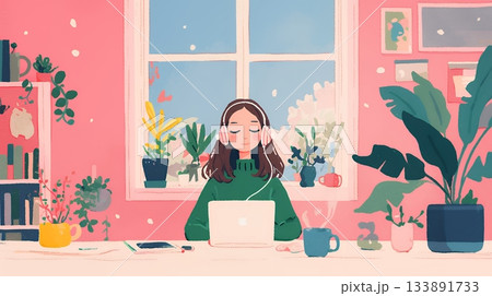 テレワーク／リモートワーク（場所に縛られない働き方）（POPな表現）