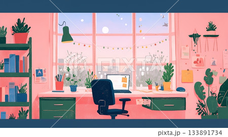 テレワーク／リモートワーク（場所に縛られない働き方）（POPな表現）