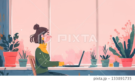 テレワーク／リモートワーク（場所に縛られない働き方）（POPな表現）