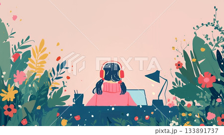 テレワーク／リモートワーク（場所に縛られない働き方）（POPな表現）