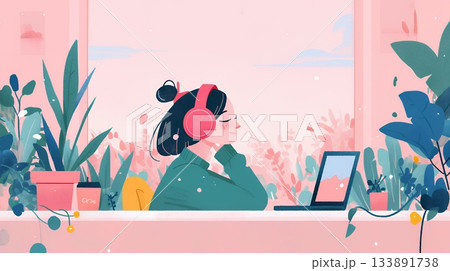 テレワーク／リモートワーク（場所に縛られない働き方）（POPな表現）