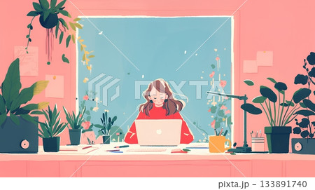 テレワーク／リモートワーク（場所に縛られない働き方）（POPな表現）