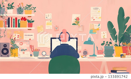 テレワーク／リモートワーク（場所に縛られない働き方）（POPな表現）