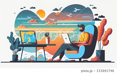 テレワーク／リモートワーク（場所に縛られない働き方）（POPな表現）