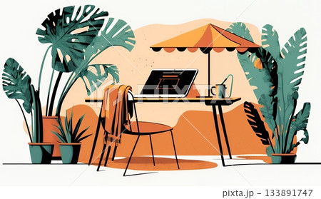 テレワーク／リモートワーク（場所に縛られない働き方）（POPな表現）