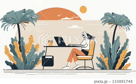 テレワーク／リモートワーク（場所に縛られない働き方）（POPな表現）