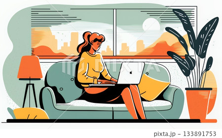 テレワーク／リモートワーク（場所に縛られない働き方）（POPな表現）