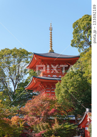 秋の神戸・須磨寺・三重塔と紅葉 133892189