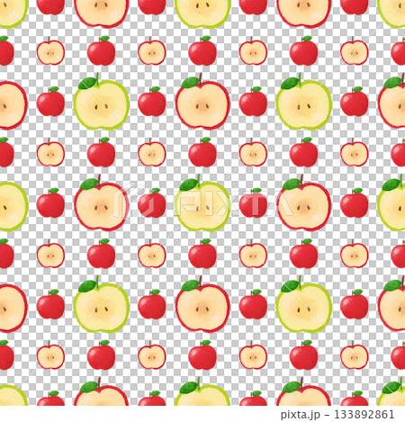 水彩風格的蘋果和青蘋果無縫圖案。背景素材。水果插圖。設計素材。 133892861