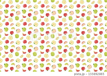 林檎と青リンゴの水彩シームレスパターン 背景素材 フルーツ イラスト デザイン素材 133892865