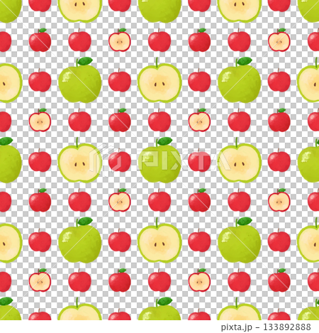 林檎と青リンゴの水彩シームレスパターン 背景素材 フルーツ イラスト デザイン素材 133892888