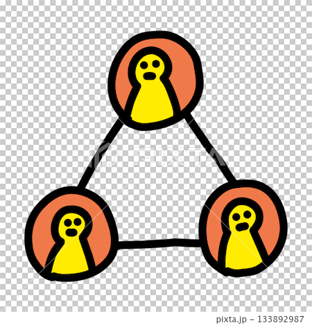 3人の人間関係・ビジネスチーム|手描きのイラストアイコン 3人の人間関係・ビジネスチーム|手描きのイラストアイコン 133892987