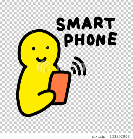 使用智慧型手機的人們 | 手繪插圖圖標 133892998