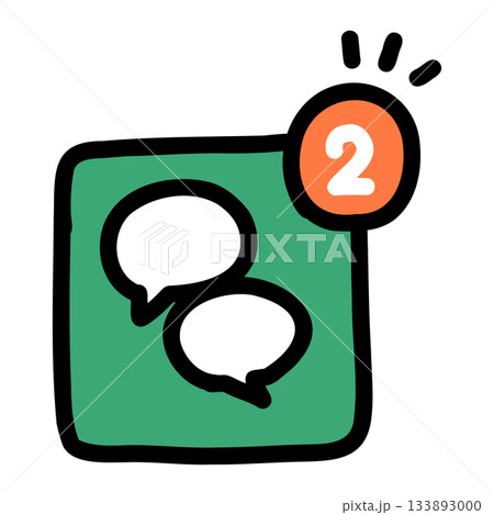 通知が届いているチャットアプリのアイコン|手描きのイラストアイコン 通知が届いているチャットアプリのアイコン|手描きのイラストアイコン 133893000